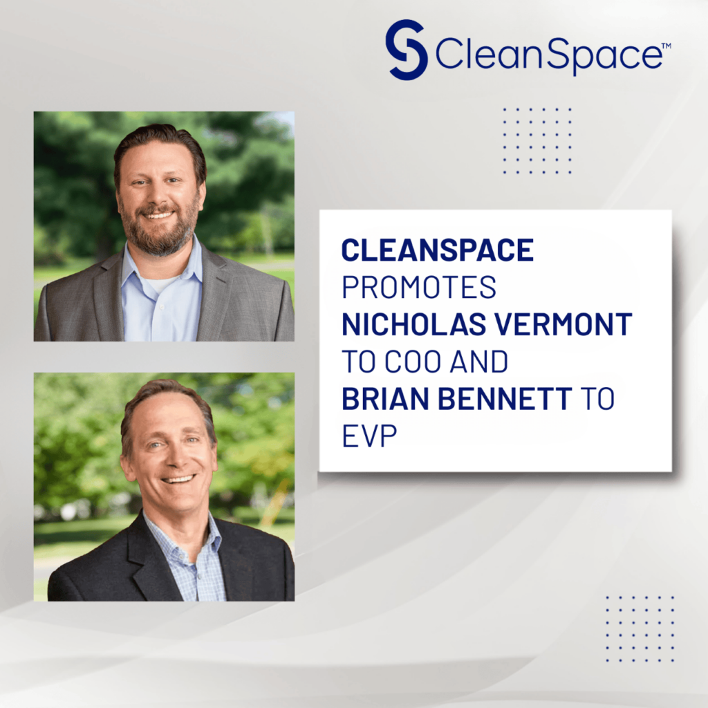 CleanSpace promotes Nicholas Vermont to COO and Brian Bennett to EVP. Official leadership announcement with company branding.